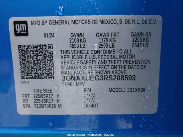 3GNAXUEG3RS208593 Chevrolet Equinox Awd Lt