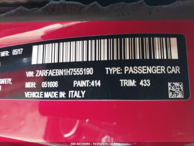 ZARFAEBN1H7555190 Alfa Romeo Giulia