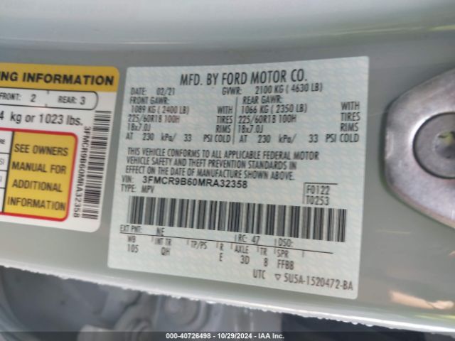3FMCR9B60MRA32358 Ford Bronco Sport Big Bend