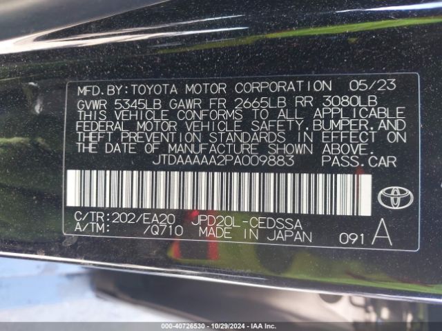 JTDAAAAA2PA009883 Toyota Mirai Xle