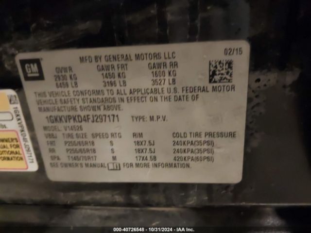 1GKKVPKD4FJ297171 GMC Acadia Sle-2
