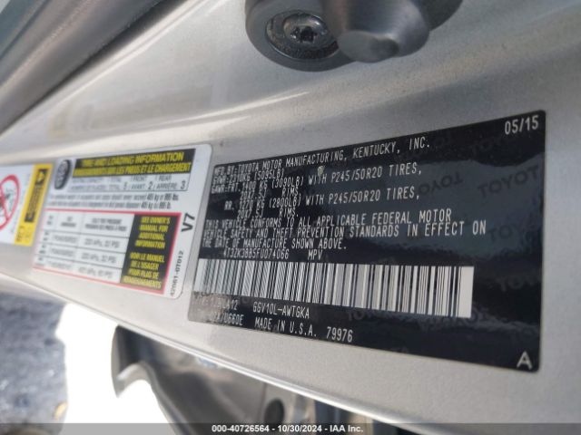 4T3ZK3BB5FU074066 Toyota Venza Le/xle/limited