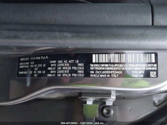 ZACCJADB5HPE54424 Jeep Renegade Limited Fwd