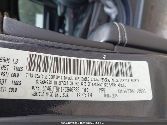 Jeep Grand Cherokee Limited 2015 1C4RJFBM1FC940788 Image 9
