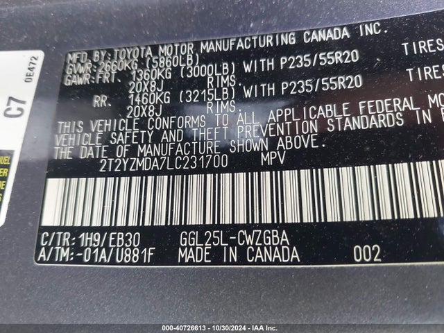 2T2YZMDA7LC231700 Lexus Rx 350 F Sport Performance