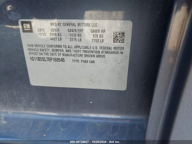 Chevrolet Malibu 1ls 2014 1G11B5SL7EF169545 Image 9