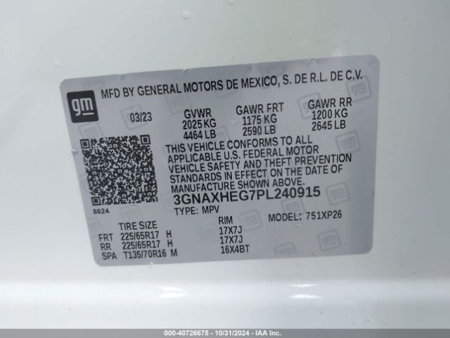 3GNAXHEG7PL240915 Chevrolet Equinox Fwd Ls