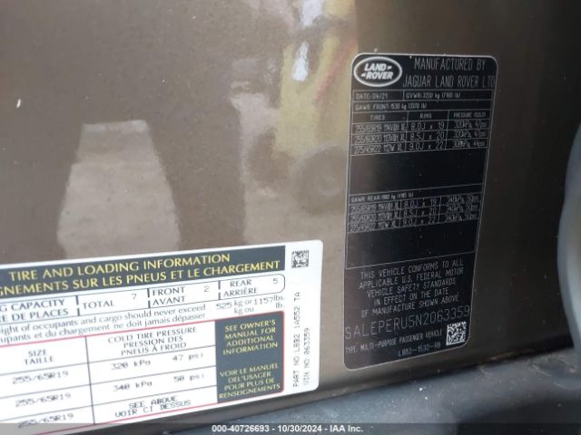 SALEPERU5N2063359 Land Rover Defender 110 Se