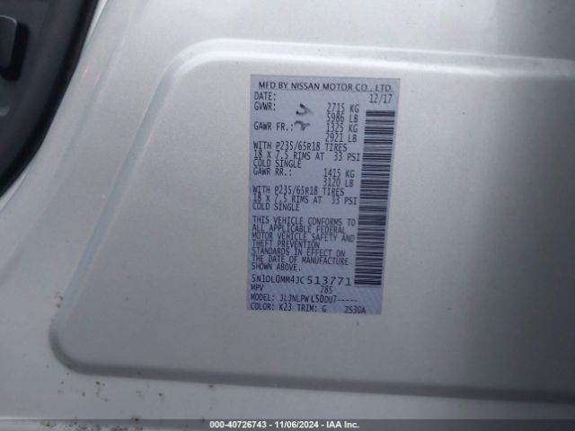 5N1DL0MM4JC513771 Infiniti QX60