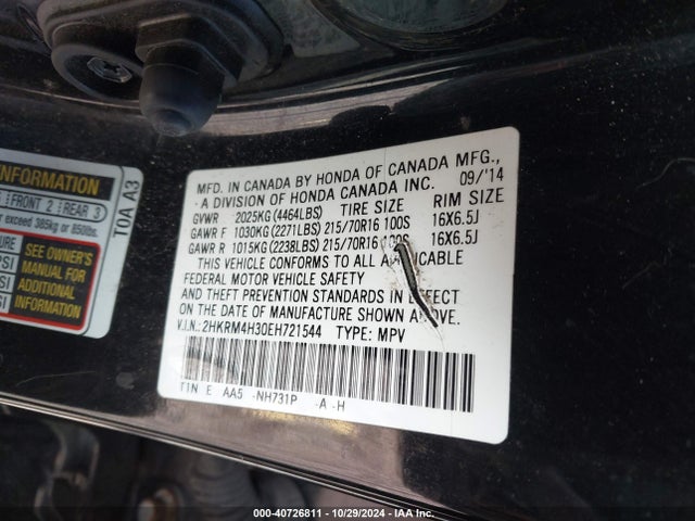Honda CR-V LX 2014 2HKRM4H30EH721544 Image 9