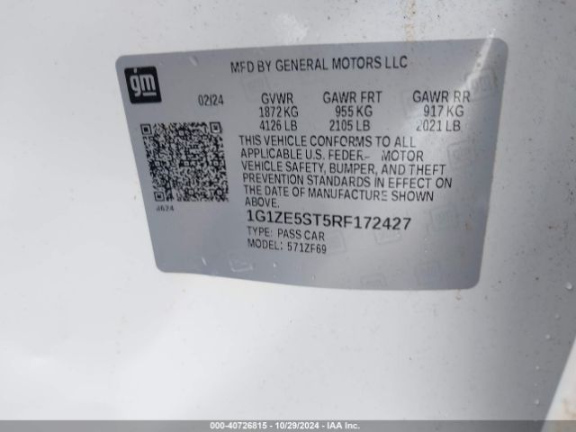 1G1ZE5ST5RF172427 Chevrolet Malibu Fwd 2lt