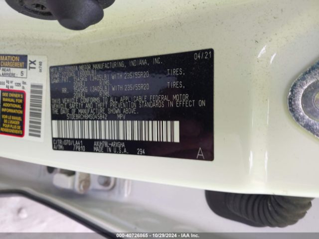 5TDEBRCH6MS045842 Toyota Highlander Hybrid Platinum
