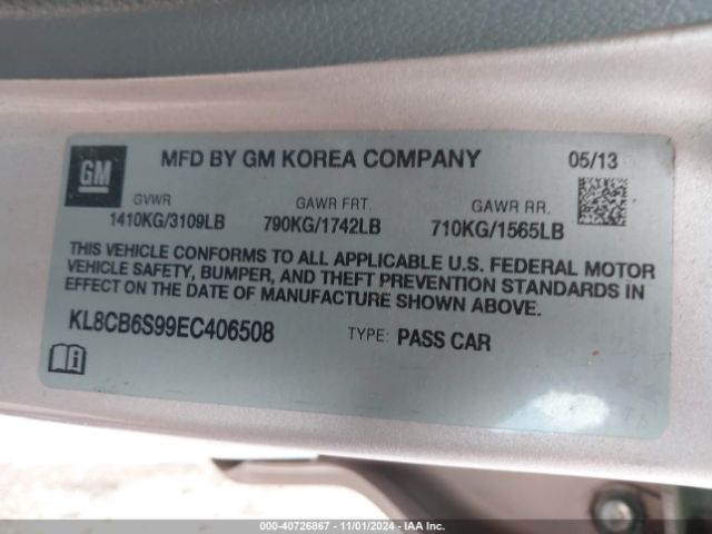 KL8CB6S99EC406508 Chevrolet Spark Ls Auto