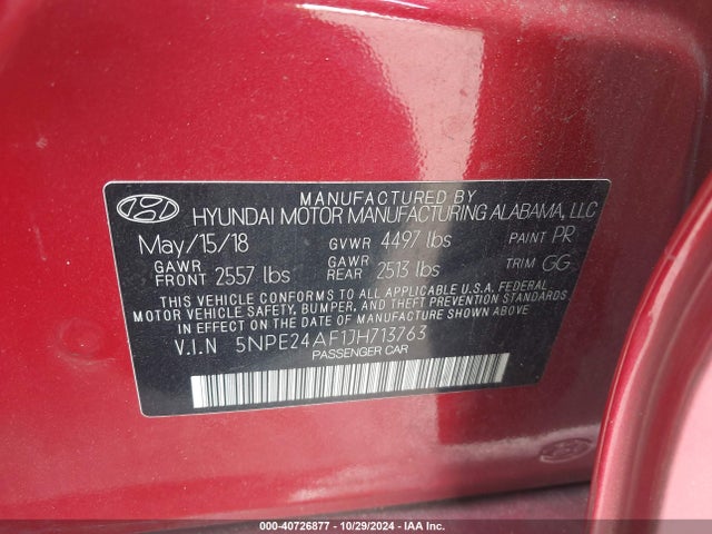Hyundai SONATA SE 2018 5NPE24AF1JH713763 Image 9
