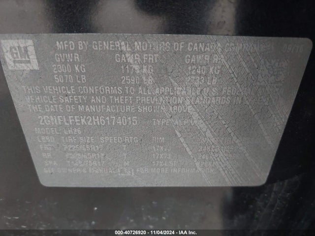 Chevrolet EQUINOX LT 2017 2GNFLFEK2H6174015 Image 9