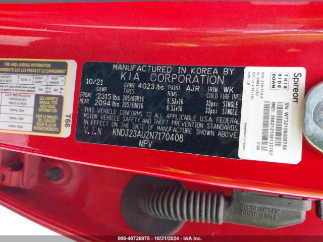 KNDJ23AU2N7170408 KIA SOUL LX