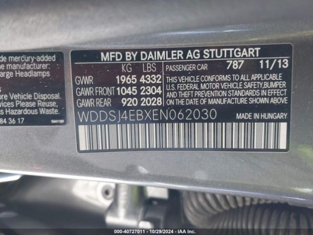 WDDSJ4EBXEN062030 Mercedes-Benz CLA 250