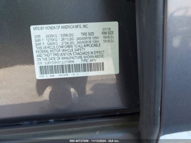 5J8YD3H31JL010898 Acura MDX