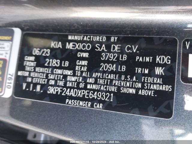 3KPF24ADXPE649321 KIA Forte Lxs