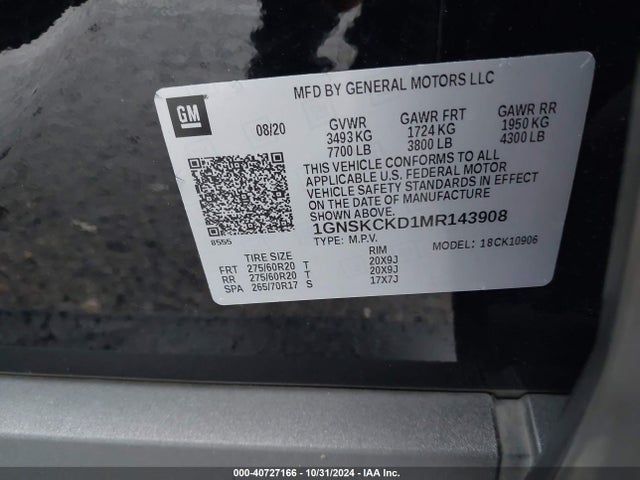 Chevrolet Suburban 4wd Lt 2021 1GNSKCKD1MR143908 Image 9