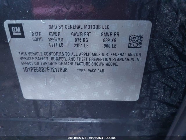 Chevrolet Cruze 2lt Auto 2015 1G1PE5SB7F7217808 Image 9