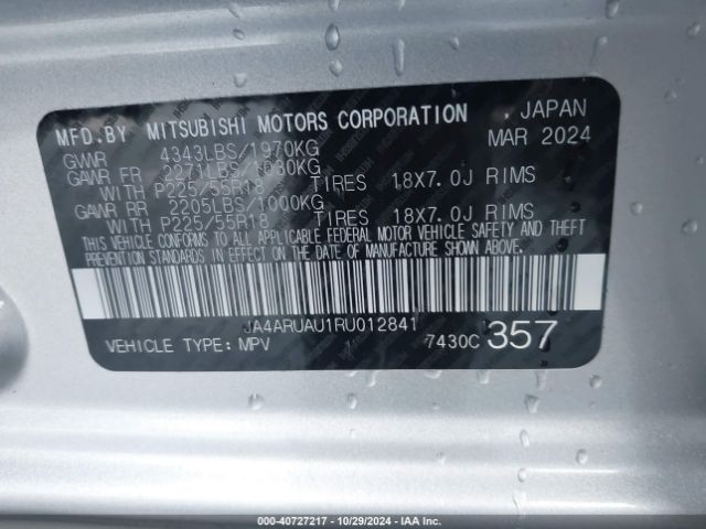 JA4ARUAU1RU012841 Mitsubishi Outlander Sport 2.0 Es