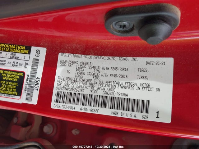 5TFCZ5ANXMX268187 Toyota Tacoma Sr V6