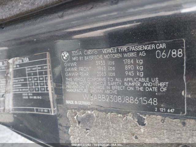 1988 BMW 325 WBABB2308J8861548 Photo 8