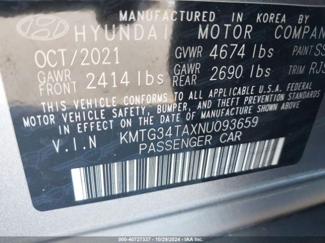 KMTG34TAXNU093659 Genesis G70 2.0t Rwd