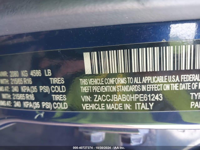 ZACCJBAB0HPE61243 Jeep Renegade Sport 4x4