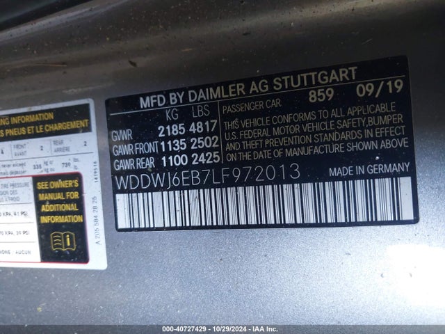 WDDWJ6EB7LF972013 Mercedes-Benz Amg C 43 4matic