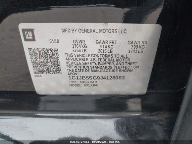 1G1JB5SG9J4128083 Chevrolet Sonic Ls Auto