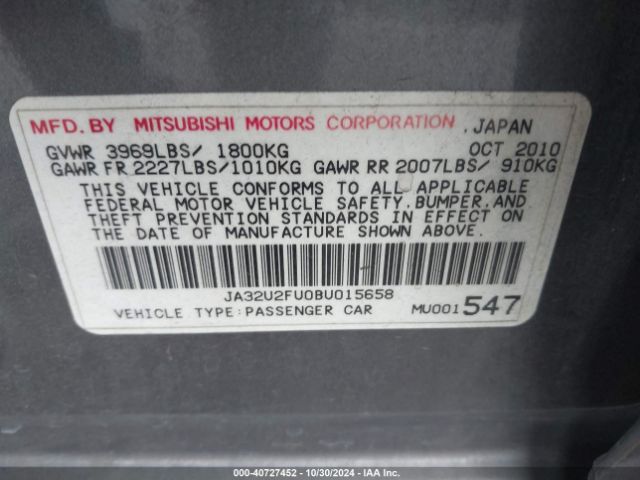 2011 MITSUBISHI LANCER JA32U2FU0BU015658 Photo 8