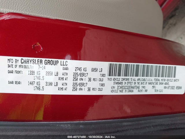 Dodge Grand Caravan Sxt 30th Anniversary 2014 2C4RDGCG2ER407246 Image 9