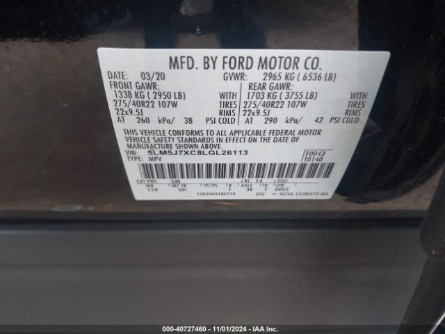 5LM5J7XC8LGL26113 Lincoln Aviator Reserve