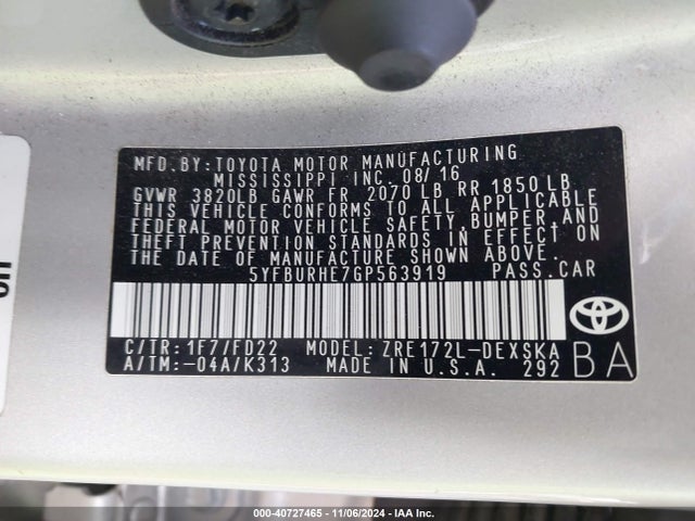 Toyota Corolla S Plus 2016 5YFBURHE7GP563919 Image 9