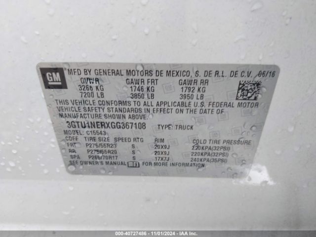 3GTU1NERXGG367108 GMC Sierra 1500 Slt