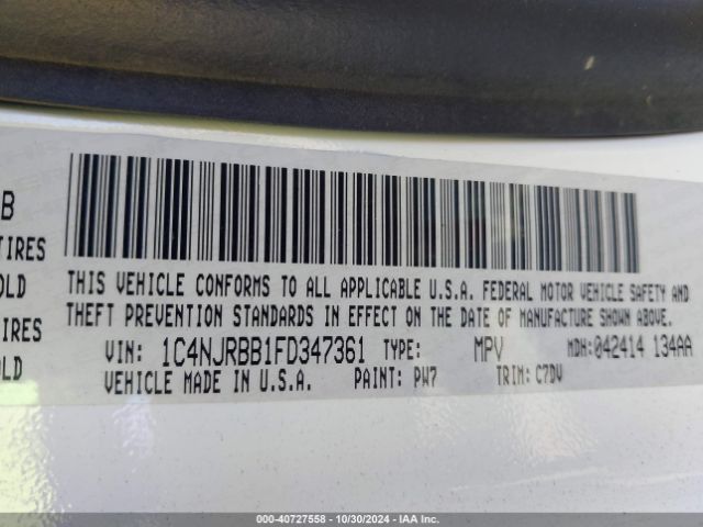 1C4NJRBB1FD347361 Jeep Patriot Altitude Edition