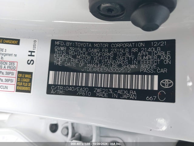 Toyota Corolla Hybrid Le 2022 JTDEAMDE5N3002512 Image 9