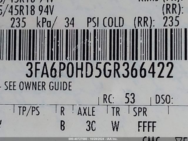3FA6P0HD5GR366422 Ford FUSION SE