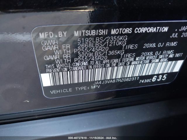 JA4J3VA87RZ082311 Mitsubishi Outlander