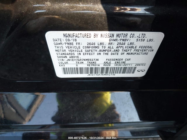 JN1EV7AR7KM552736 Infiniti Q50 3.0t Luxe