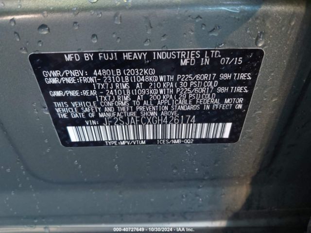 JF2SJAFCXGH426174 Subaru Forester 2.5i Premium