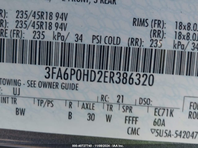 Ford FUSION SE 2014 3FA6P0HD2ER386320 Image 9