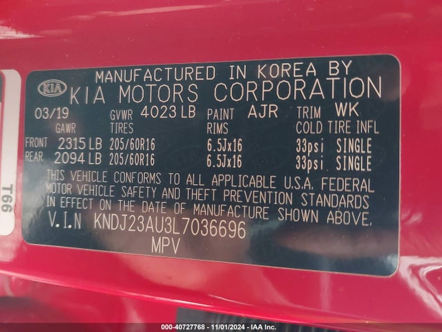 KIA SOUL LX 2020 KNDJ23AU3L7036696 Image 9