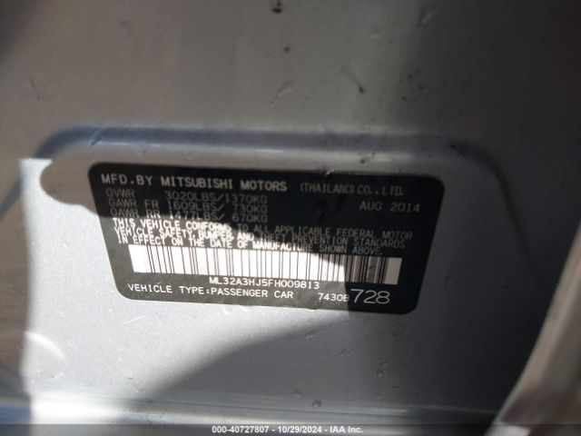 2015 MITSUBISHI MIRAGE ML32A3HJ5FH009813 Photo 8