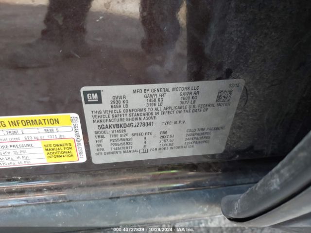 5GAKVBKD4GJ278041 Buick Enclave Leather