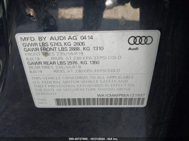 WA1CMAFP5EA121937 Audi Q5 3.0 Tdi Premium Plus