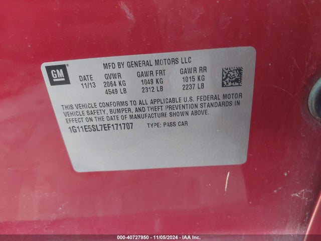 Chevrolet MALIBU 2LT 2014 1G11E5SL7EF171707 Image 9