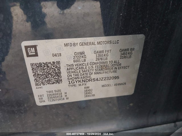 2018 CADILLAC XT5 1GYKNDRS4JZ232095 Photo 8